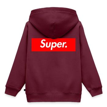 super. - Kinder Premium Organic Hoodie - Burgunderrot - Hinten - AI Model Kid Female (0cm)