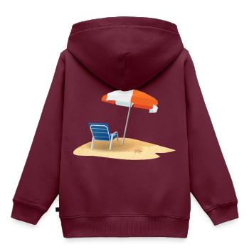 Strand - Kinder Premium Organic Hoodie - Burgunderrot - Hinten - AI Model Kid Female (0cm)