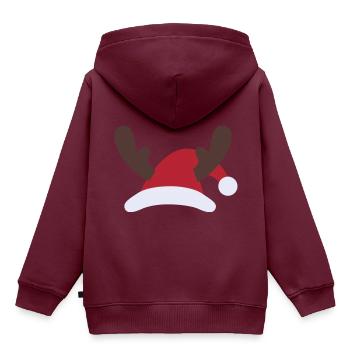 Weihnachten Weihnachtsmann Mütze Geweih - Kinder Premium Organic Hoodie - Burgunderrot - Hinten - AI Model Kid Female (0cm)