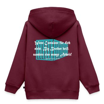 Lagerist - Wenn Container eine menge Arbeit heißt! - Kinder Premium Organic Hoodie - Burgunderrot - Hinten - AI Model Kid Female (0cm)
