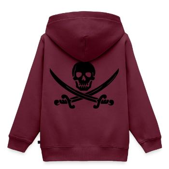 pirate ship boat pirat piratenschiff schiff skull1 - Kinder Premium Organic Hoodie - Burgunderrot - Hinten - AI Model Kid Female (0cm)
