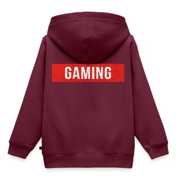 Gaming - Roter Block Scratch - Kinder Premium Organic Hoodie - Burgunderrot - Hinten - AI Model Kid Female (0cm)