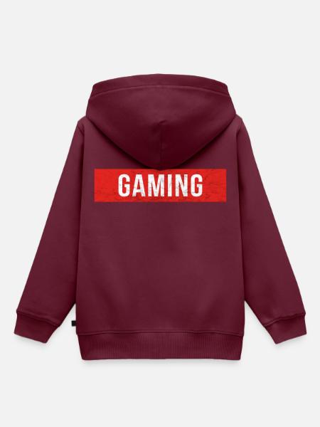 Gaming - Roter Block Scratch - Kinder Premium Organic Hoodie - Burgunderrot