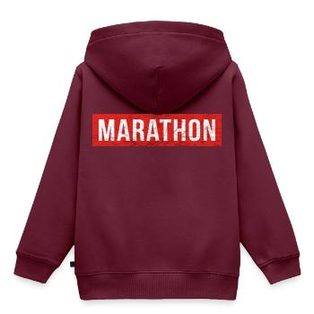 Marathon - Kinder Premium Organic Hoodie - Burgunderrot - Hinten - AI Model Kid Female (0cm)
