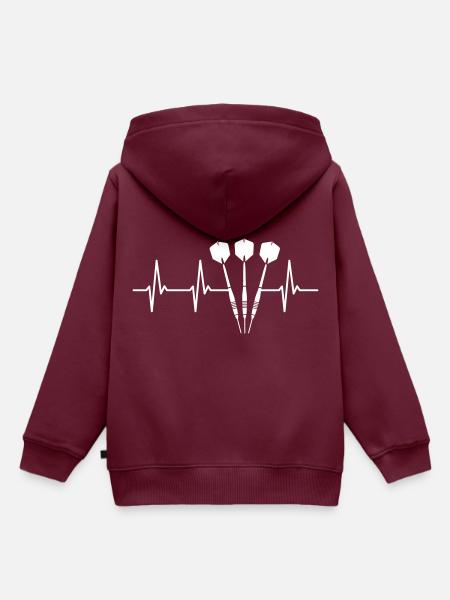 Herzschlag Dart Darts Dartpfeile Heartbeat weiß - Kinder Premium Organic Hoodie - Burgunderrot
