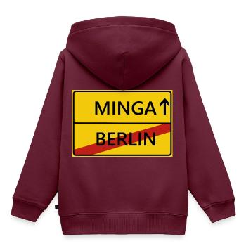Minga München Ortsschild Geschenk Geschenkidee - Kinder Premium Organic Hoodie - Burgunderrot - Hinten - AI Model Kid Female (0cm)