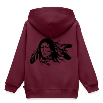 indian indianer american tent zelt teepee tomahawk - Kinder Premium Organic Hoodie - Burgunderrot - Hinten - AI Model Kid Female (0cm)