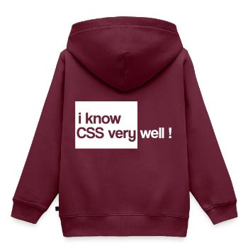 Ich weiß, css html sehr gut - Kinder Premium Organic Hoodie - Burgunderrot - Hinten - AI Model Kid Female (0cm)