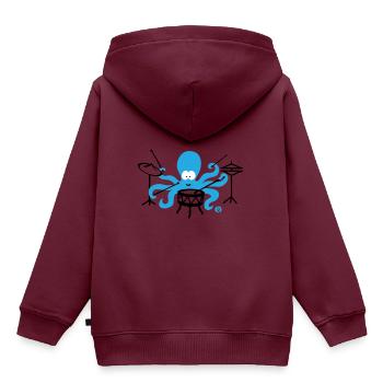 Lustig Tintenfisch Drummer Geschenk Schlagzeug - Kinder Premium Organic Hoodie - Burgunderrot - Hinten - AI Model Kid Female (0cm)
