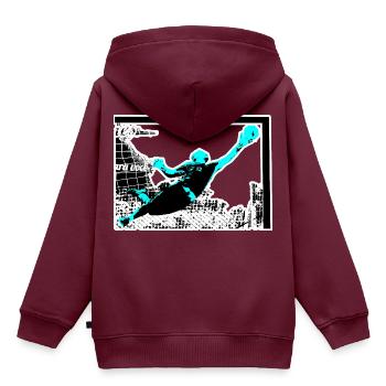 Torwart - Kinder Premium Organic Hoodie - Burgunderrot - Hinten - AI Model Kid Female (0cm)