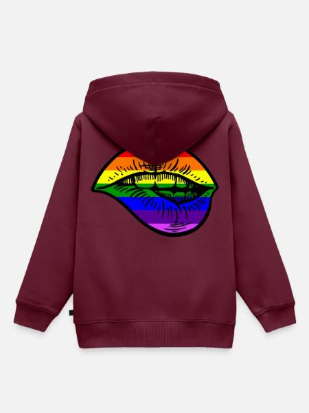Pride Lips - Kinder Premium Organic Hoodie - Burgunderrot
