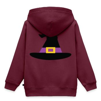 Witch Hat Purple - Kinder Premium Organic Hoodie - Burgunderrot - Hinten - AI Model Kid Female (0cm)
