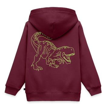 Dinosaurier T-Rex Grrrr - Kinder Premium Organic Hoodie - Burgunderrot - Hinten - AI Model Kid Female (0cm)
