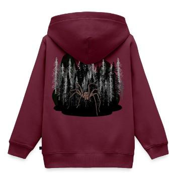 Halloween Horror Wald Waldtiere Spinne Gruselig - Kinder Premium Organic Hoodie - Burgunderrot - Hinten - AI Model Kid Female (0cm)