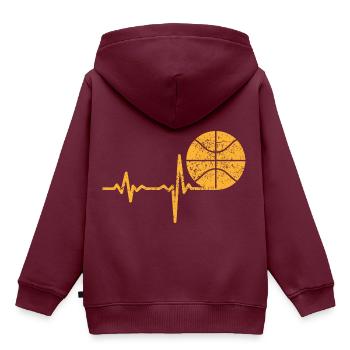 Geschenk Heartbeat Basketball - Kinder Premium Organic Hoodie - Burgunderrot - Hinten - AI Model Kid Female (0cm)