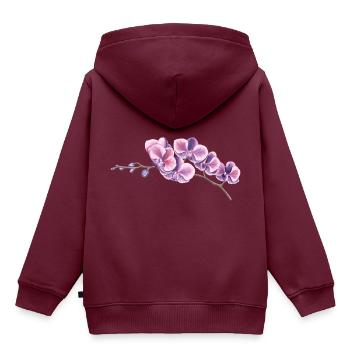 FLOWER - Kinder Premium Organic Hoodie - Burgunderrot - Hinten - AI Model Kid Female (0cm)