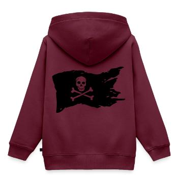 Piratenflagge - Kinder Premium Organic Hoodie - Burgunderrot - Hinten - AI Model Kid Female (0cm)