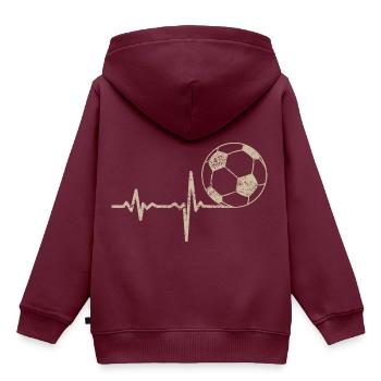 Geschenk Heartbeat Fussball - Kinder Premium Organic Hoodie - Burgunderrot - Hinten - AI Model Kid Female (0cm)