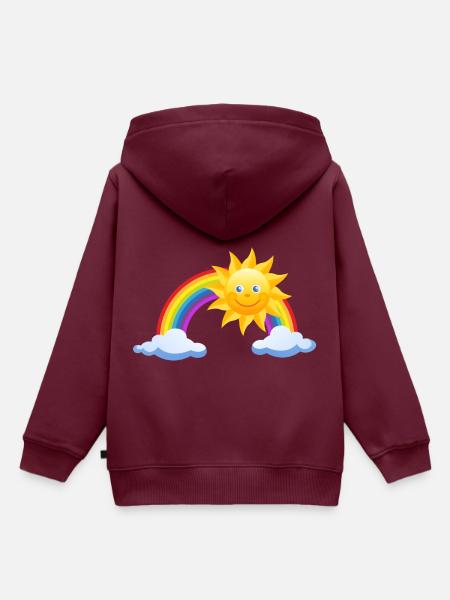 regenbogen sonne wolken wetter rainbow sun cloud41 - Kinder Premium Organic Hoodie - Burgunderrot