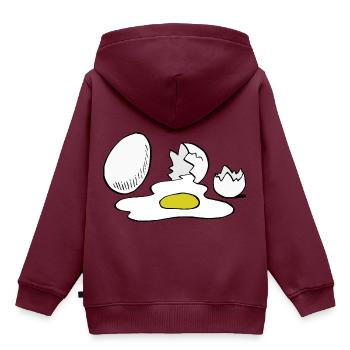 Eier,Ei,kaputt - Kinder Premium Organic Hoodie - Burgunderrot - Hinten - AI Model Kid Female (0cm)