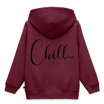 CHILL - Kinder Premium Organic Hoodie - Burgunderrot - Hinten - AI Model Kid Female (0cm)