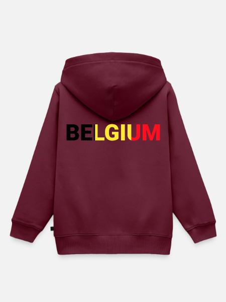 Belgien - Kinder Premium Organic Hoodie - Burgunderrot
