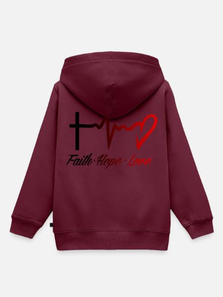 Glaube Hoffnung Liebe - Kinder Premium Organic Hoodie - Burgunderrot