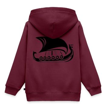 Wikinger Schiff - Kinder Premium Organic Hoodie - Burgunderrot - Hinten - AI Model Kid Female (0cm)