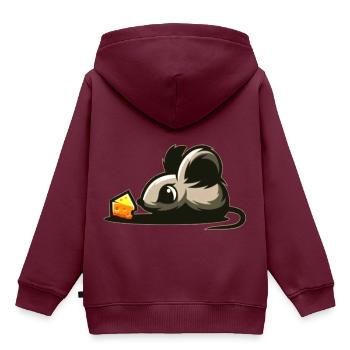 Baby Maus mit Käse - Kinder Premium Organic Hoodie - Burgunderrot - Hinten - AI Model Kid Female (0cm)