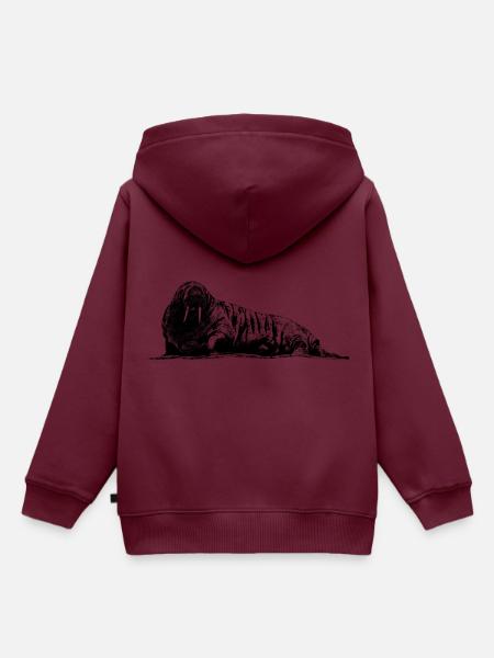 Walross Grafik - Kinder Premium Organic Hoodie - Burgunderrot