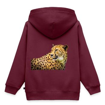 Gepard - Kinder Premium Organic Hoodie - Burgunderrot - Hinten - AI Model Kid Female (0cm)