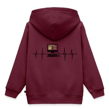 Computer EKG Herzschlag Programmierer PC Nerd - Kinder Premium Organic Hoodie - Burgunderrot - Hinten - AI Model Kid Female (0cm)