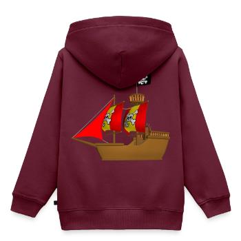 pirate ship boat pirat piratenschiff schiff skull1 - Kinder Premium Organic Hoodie - Burgunderrot - Hinten - AI Model Kid Female (0cm)