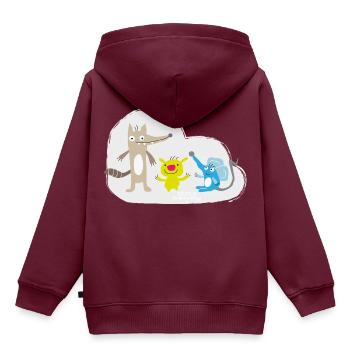 Froehliche Tierchen - Kinder Premium Organic Hoodie - Burgunderrot - Hinten - AI Model Kid Female (0cm)