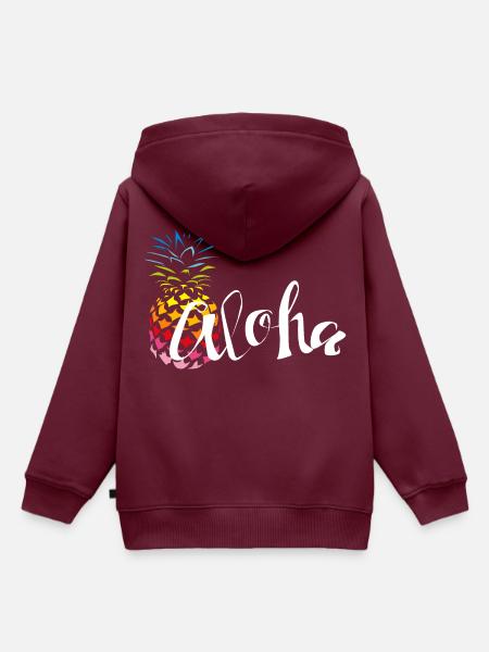 Ananas Regenbogen Aloha - Kinder Premium Organic Hoodie - Burgunderrot