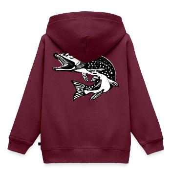 Hecht-Hecht - Kinder Premium Organic Hoodie - Burgunderrot - Hinten - AI Model Kid Female (0cm)