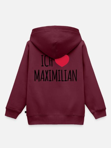 Ich liebe Maximilian Maxi Max Geschenk - Kinder Premium Organic Hoodie - Burgunderrot