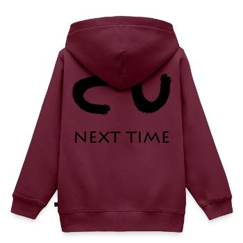 CU NEXT TIME - Kinder Premium Organic Hoodie - Burgunderrot - Hinten - AI Model Kid Female (0cm)