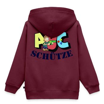 ABC Schütze - Kinder Premium Organic Hoodie - Burgunderrot - Hinten - AI Model Kid Female (0cm)