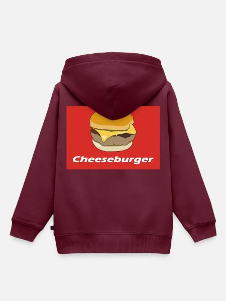 Cheeseburger - Kinder Premium Organic Hoodie - Burgunderrot