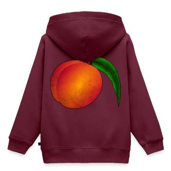 Pfirsich - Kinder Premium Organic Hoodie - Burgunderrot - Hinten - AI Model Kid Female (0cm)