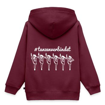 Tanzen verbindet - Kinder Premium Organic Hoodie - Burgunderrot - Hinten - AI Model Kid Female (0cm)