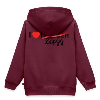 Leipzig! - Kinder Premium Organic Hoodie - Burgunderrot - Hinten - AI Model Kid Female (0cm)