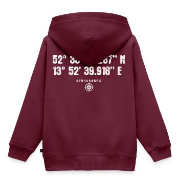Strausberg Geocacher Geschenk Standort GPS Stadt - Kinder Premium Organic Hoodie - Burgunderrot - Hinten - AI Model Kid Female (0cm)