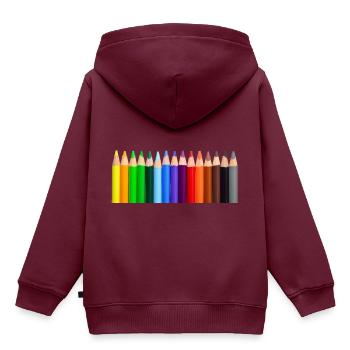 Bunte Stifte - Kinder Premium Organic Hoodie - Burgunderrot - Hinten - AI Model Kid Female (0cm)