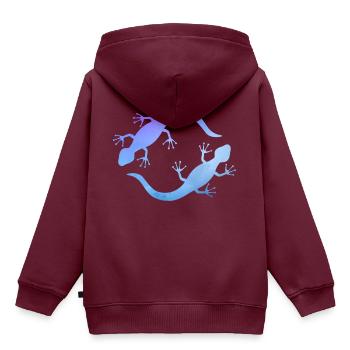 Blaue Echsen - Kinder Premium Organic Hoodie - Burgunderrot - Hinten - AI Model Kid Female (0cm)