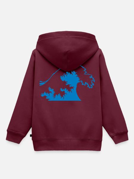 wave - Kinder Premium Organic Hoodie - Burgunderrot
