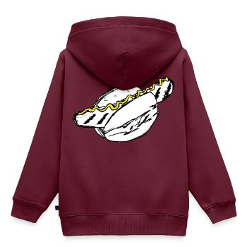 Eine Bratwurst - Kinder Premium Organic Hoodie - Burgunderrot - Hinten - AI Model Kid Female (0cm)