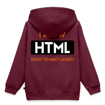 HTML web developer entwickler CSS Programmierer - Kinder Premium Organic Hoodie - Burgunderrot - Hinten - AI Model Kid Female (0cm)