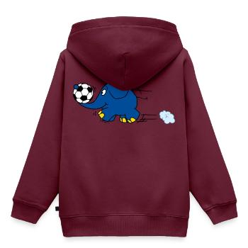 Der Elefant spielt Fussball - Kinder Premium Organic Hoodie - Burgunderrot - Hinten - AI Model Kid Female (0cm)